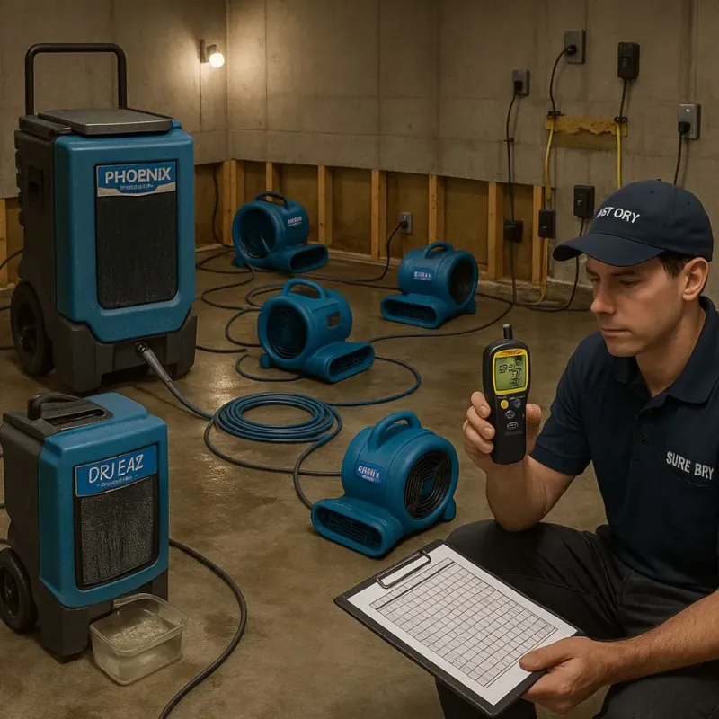 Structural Drying and Dehumidification process in Garner, NC
